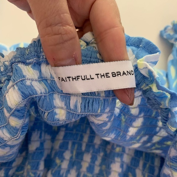 FAITHFULL THE BRAND Light Blue & White Leyla Floral Olinda‎ Midi Dress - Picture 14 of 16